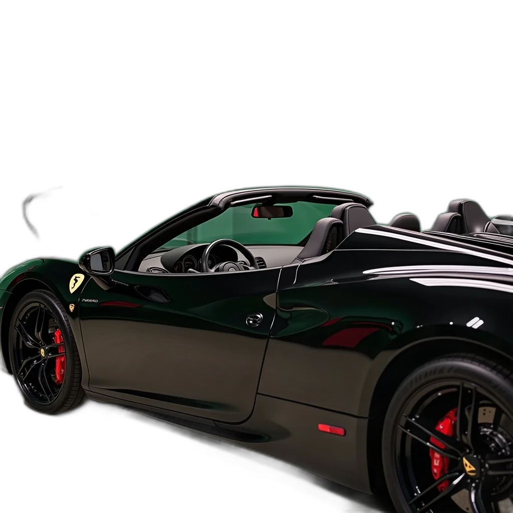 car, 3d render, photorealistic, green transparent PNG cut-out