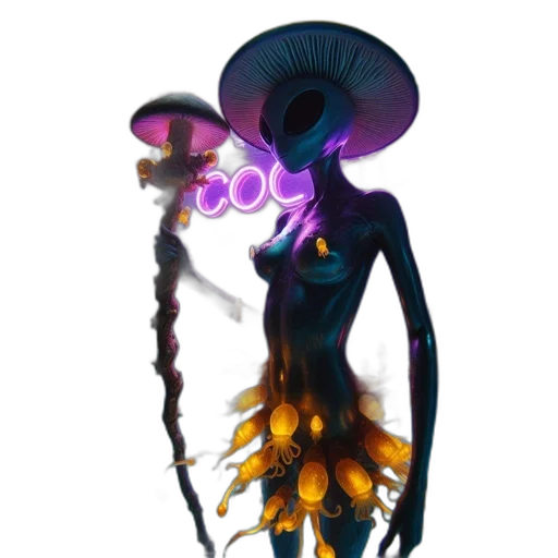 staff, dress, creature, hair transparent PNG cut-out