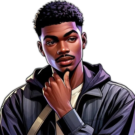 jacket, face, comic book art, concept art transparent PNG cut-out