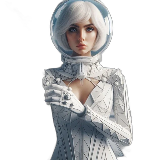 dress, robot, face, staff transparent PNG cut-out