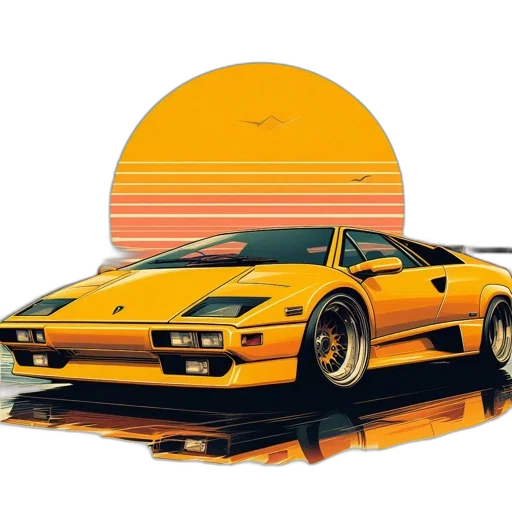 car, animal, weapon, vaporwave transparent PNG cut-out