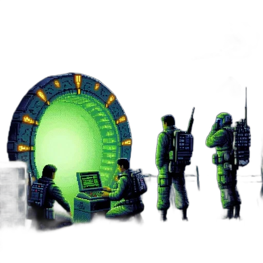 cyberpunk, concept art, pixel art, green transparent PNG cut-out