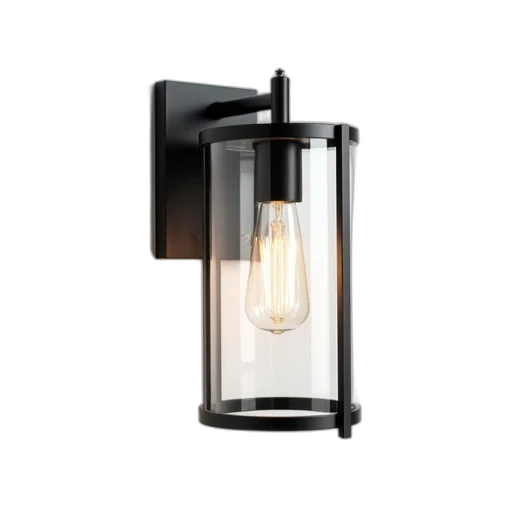 modern, glass, lantern, clear transparent PNG cut-out