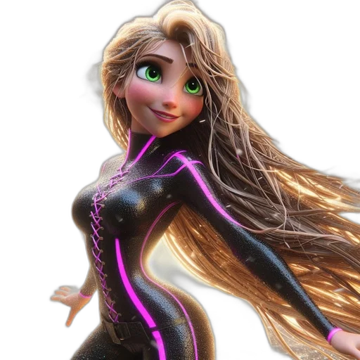 hair, dress, robot, 3d render transparent PNG cut-out