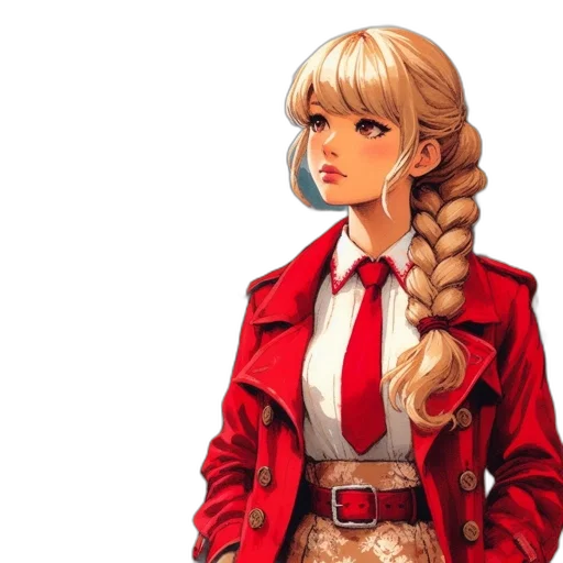 jacket, dress, staff, comic book art transparent PNG cut-out