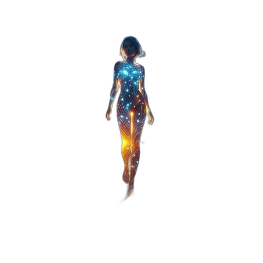 dress, robot, creature, staff transparent PNG cut-out