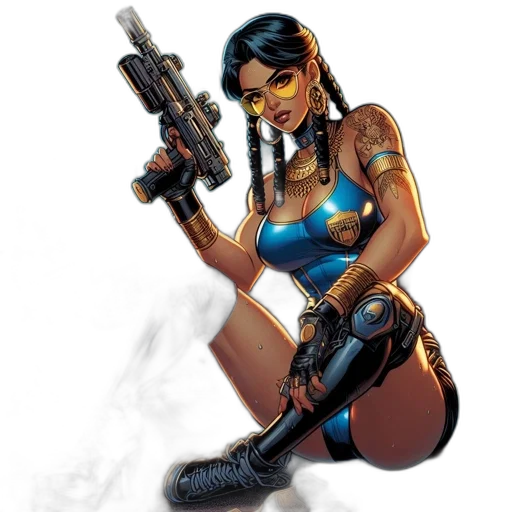 weapon, comic book art, concept art, cyberpunk transparent PNG cut-out