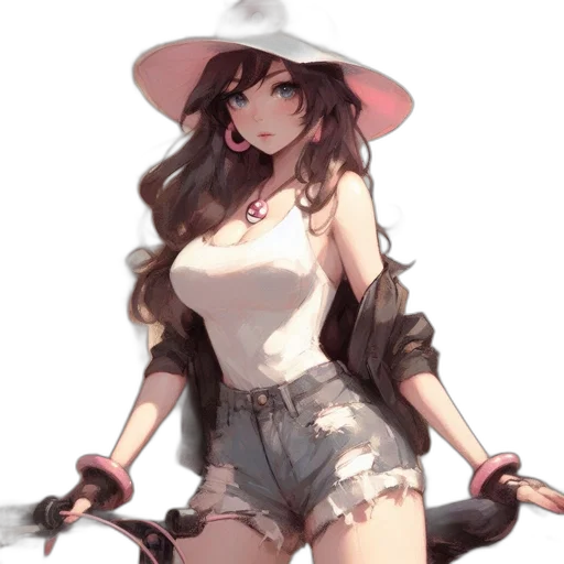 hat, dress, staff, weapon transparent PNG cut-out