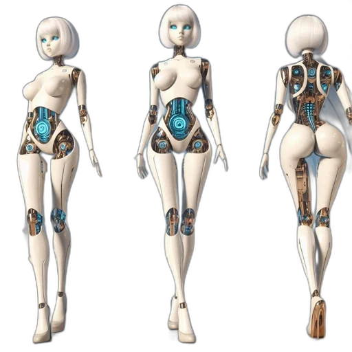 robot, concept art, 3d render, cyberpunk transparent PNG cut-out