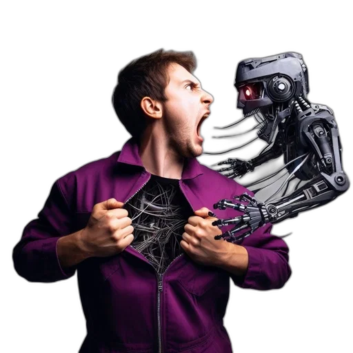 robot, jacket, cyberpunk, concept art transparent PNG cut-out