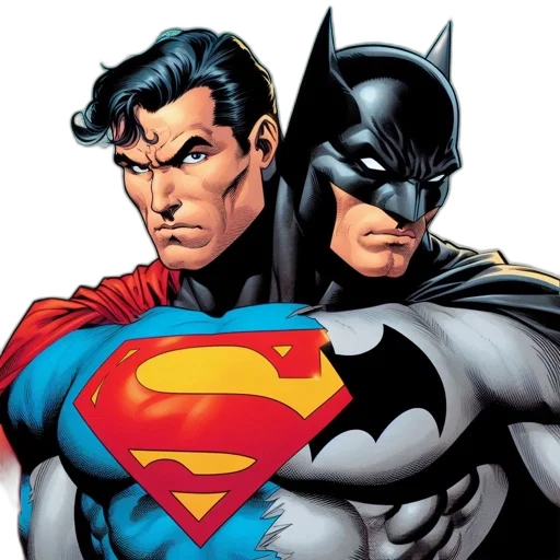 comic book art, concept art, superman, batman transparent PNG cut-out