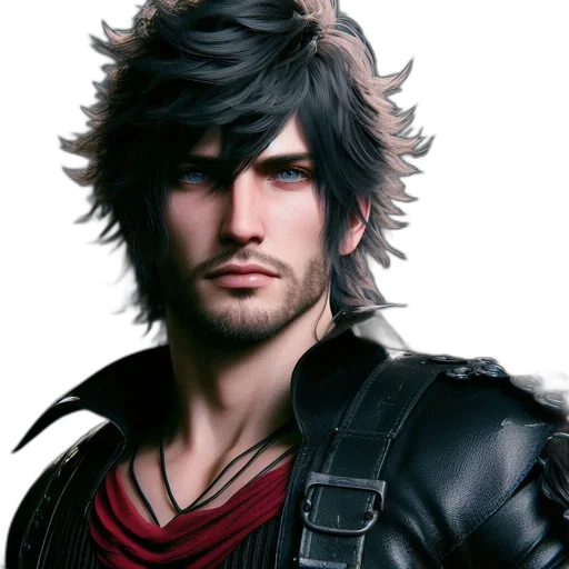 hair, face, jacket, dragon transparent PNG cut-out