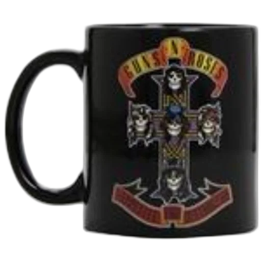 black, mug, guns, roses transparent PNG cut-out