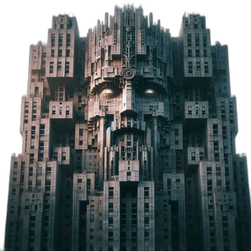 building, robot, face, crown transparent PNG cut-out