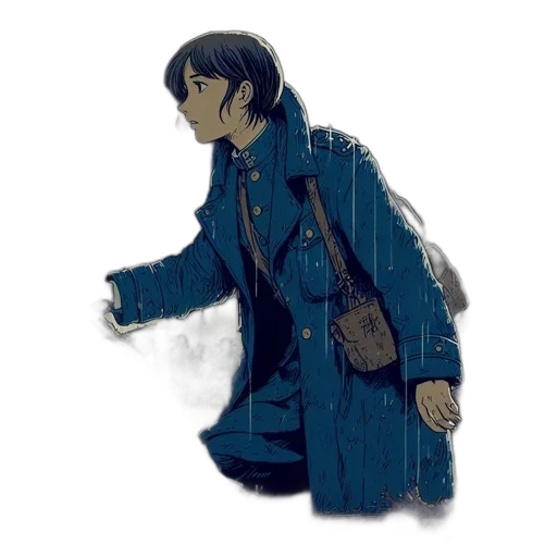 jacket, umbrella, staff, concept art transparent PNG cut-out