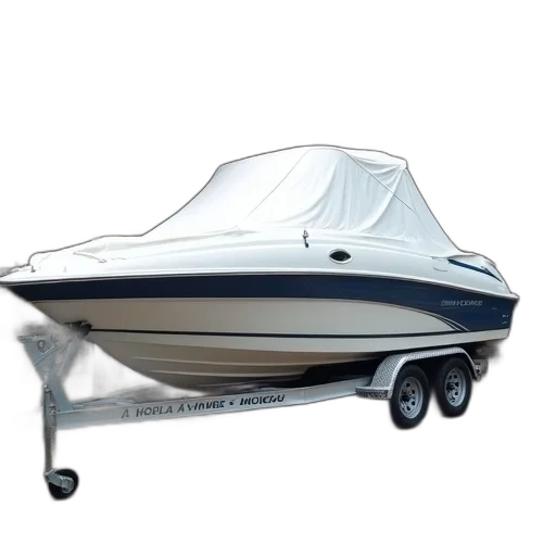 white, blue, speedboat, parked transparent PNG cut-out