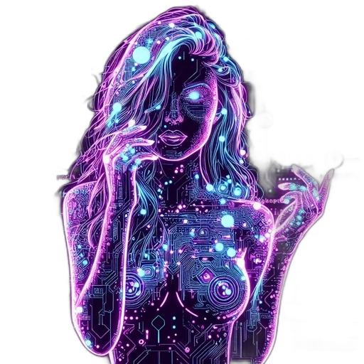 dress, fantasy art, vaporwave, cyberpunk transparent PNG cut-out