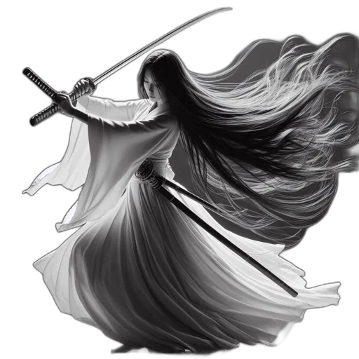 sword, hair, staff, weapon transparent PNG cut-out