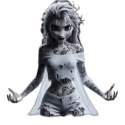 dress, creature, concept art, 3d render transparent PNG cut-out