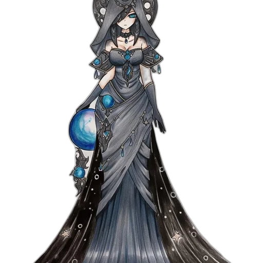 dress, staff, fantasy art, concept art transparent PNG cut-out
