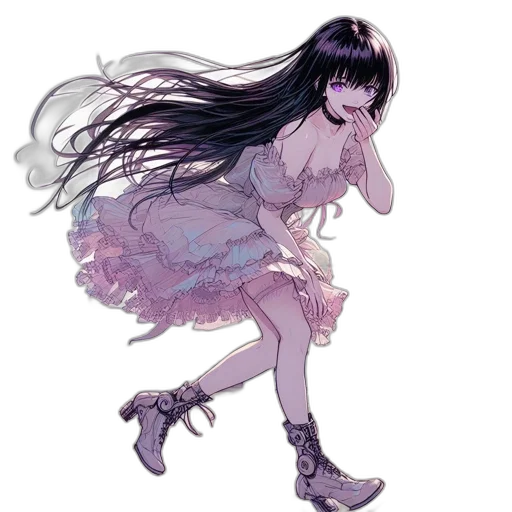 dress, shoes, creature, hair transparent PNG cut-out