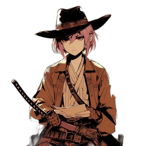 staff, jacket, weapon, hat transparent PNG cut-out