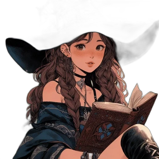 hat, dress, staff, weapon transparent PNG cut-out