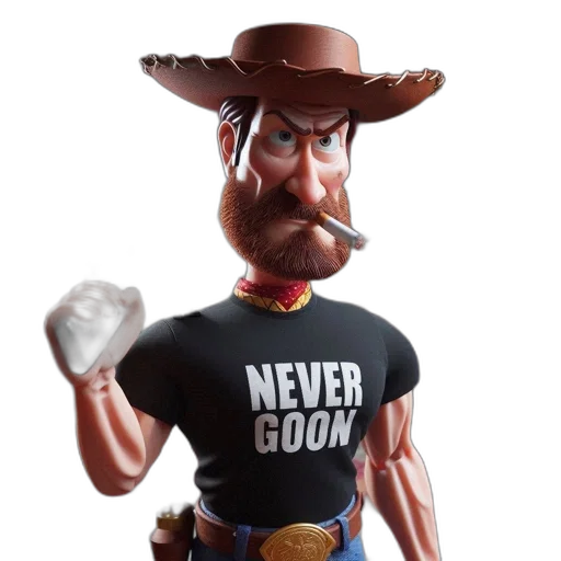 3d render, rugged, cowboy-like, character transparent PNG cut-out