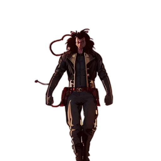 jacket, hair, staff, concept art transparent PNG cut-out
