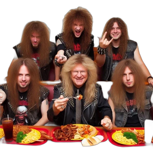food, hair, six, individuals transparent PNG cut-out