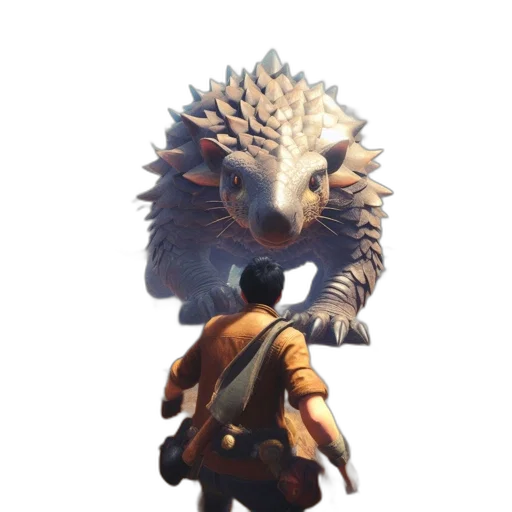 dragon, creature, mask, staff transparent PNG cut-out