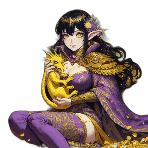 dragon, dress, jewelry, fantasy art transparent PNG cut-out