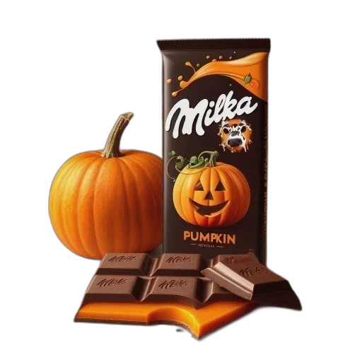 food, photorealistic, halloween-themed, milka transparent PNG cut-out