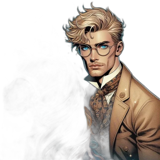 staff, face, jacket, comic book art transparent PNG cut-out