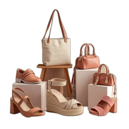 shoes, 3d render, earth tones, pastel transparent PNG cut-out