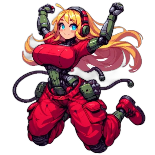 robot, weapon, staff, pixel art transparent PNG cut-out