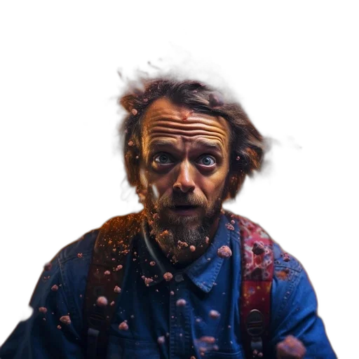 jacket, face, hair, staff transparent PNG cut-out