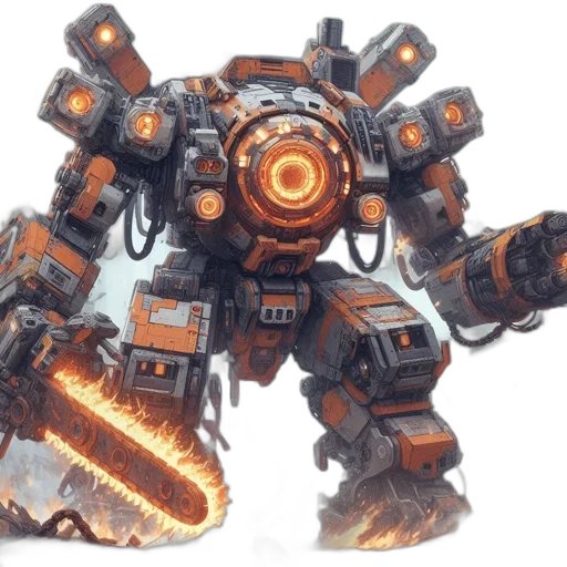 robot, weapon, concept art, 3d render transparent PNG cut-out
