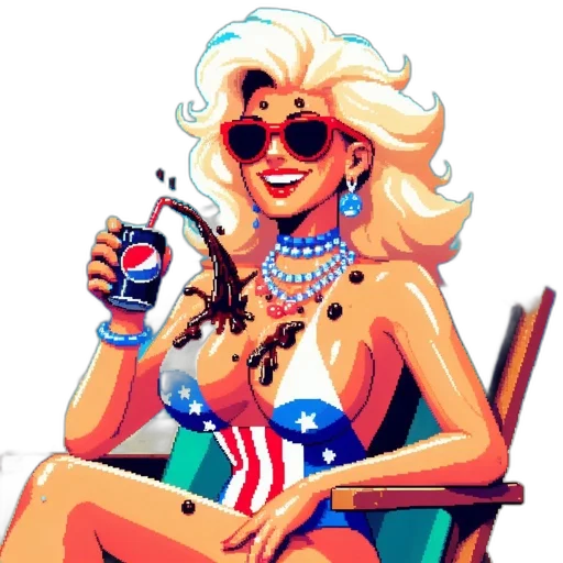 cartoon, comic book art, vaporwave, pixel art transparent PNG cut-out
