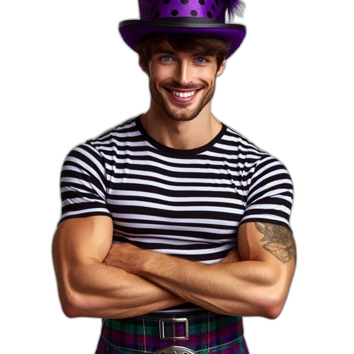 hat, staff, man, wears transparent PNG cut-out