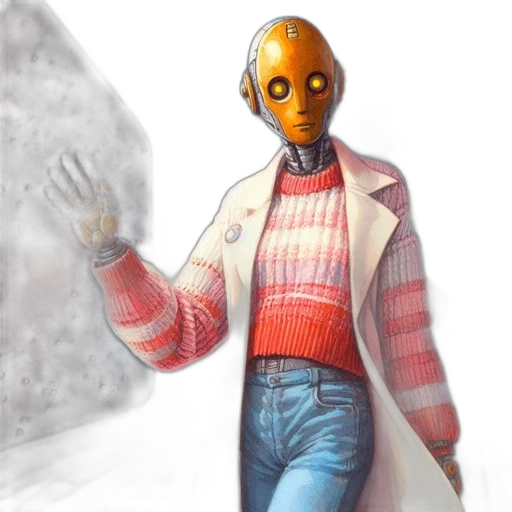 jacket, robot, mask, creature transparent PNG cut-out