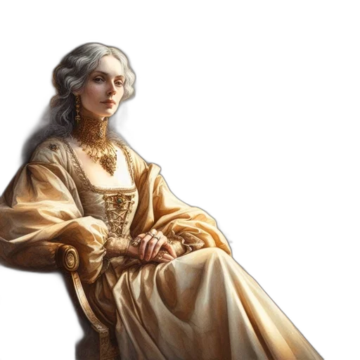 dress, crown, face, staff transparent PNG cut-out