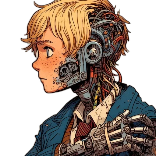 robot, cyberpunk, concept art, comic book art transparent PNG cut-out