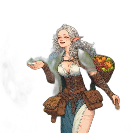 dress, staff, fantasy art, concept art transparent PNG cut-out