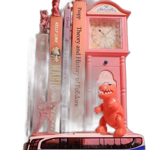 pink, clock, dinosaur, toy transparent PNG cut-out