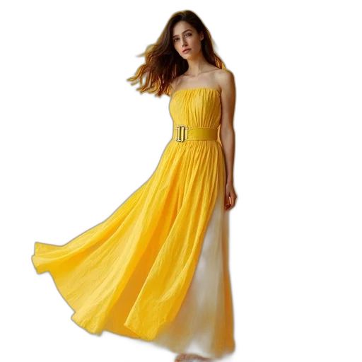 dress, photorealistic, golden, woman transparent PNG cut-out