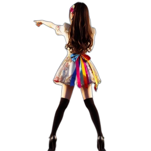 dress, hair, jacket, staff transparent PNG cut-out