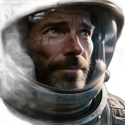 face, concept art, photorealistic, outer space transparent PNG cut-out