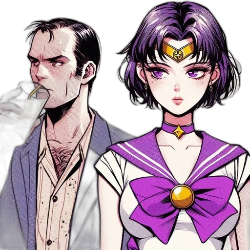 comic book art, concept art, cyberpunk, anime transparent PNG cut-out