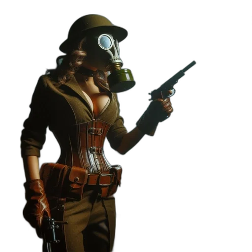 weapon, mask, staff, jacket transparent PNG cut-out